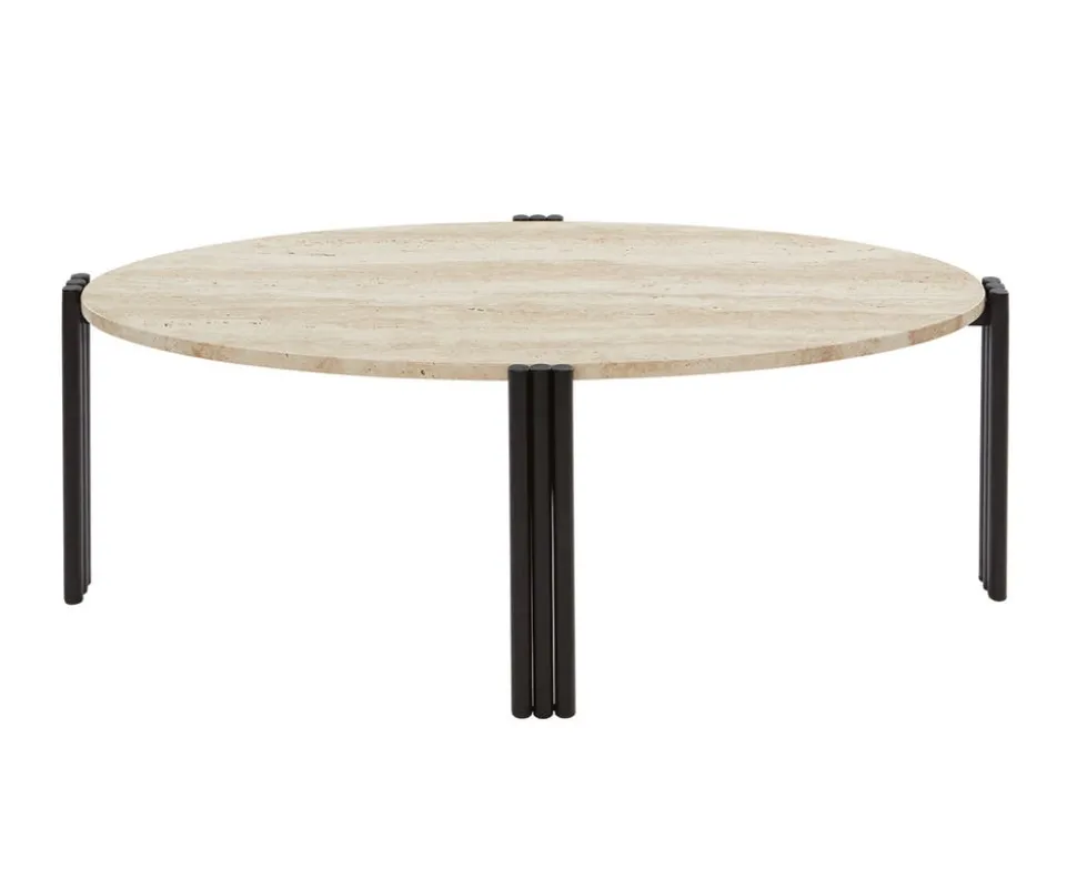 Tribus Soffbord Ovalt | Svart/Travertin