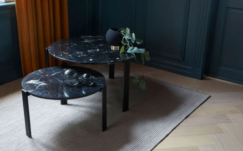 Tribus Soffbord Ø80 | Svart/Marmor
