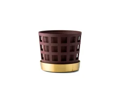 Trio Square Kruka | Liten | Mörkröd