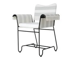 Tropique Stol | Fransar | Tyg Stripe Limonta 20, Svart