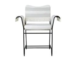Tropique Stol | Fransar | Tyg Stripe Limonta 20, Svart