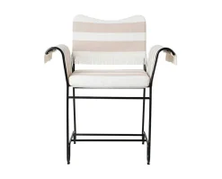 Tropique Stol | Fransar | Tyg Stripe Limonta 40, Svart