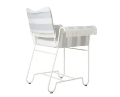 Tropique Stol | Fransar | Tyg Stripe Limonta 20, Vit