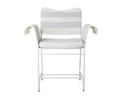 Tropique Stol | Fransar | Tyg Stripe Limonta 20, Vit
