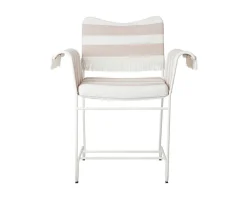 Tropique Stol | Fransar | Tyg Stripe Limonta 40, Vit