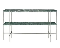 TS Console 2 hyllor | Stål/Grön Marmor