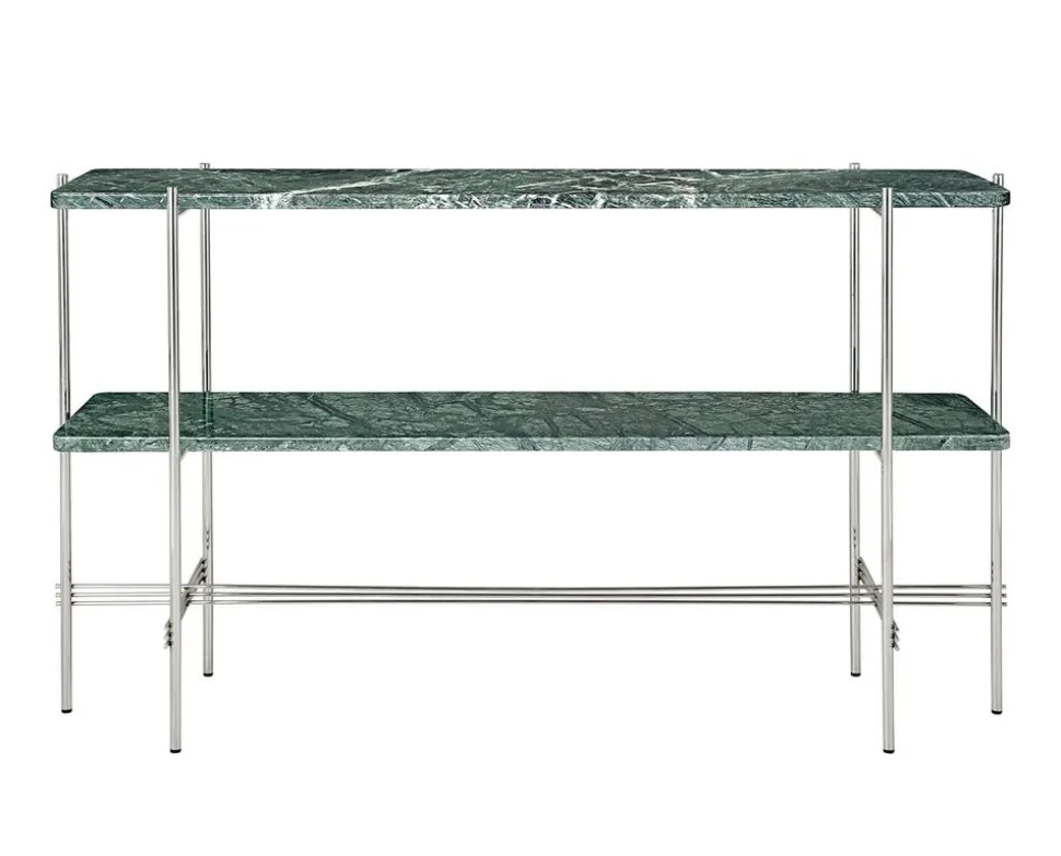 TS Console 2 hyllor | Stål/Grön Marmor
