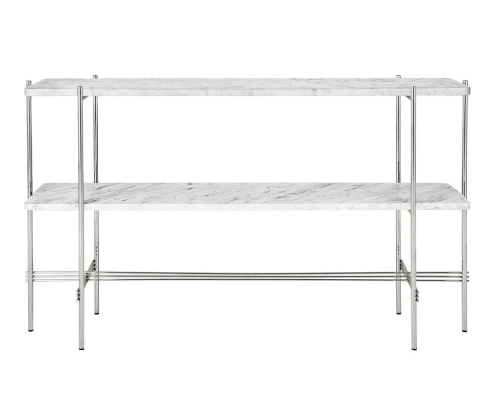 TS Console 2 hyllor | Stål/Vit Marmor