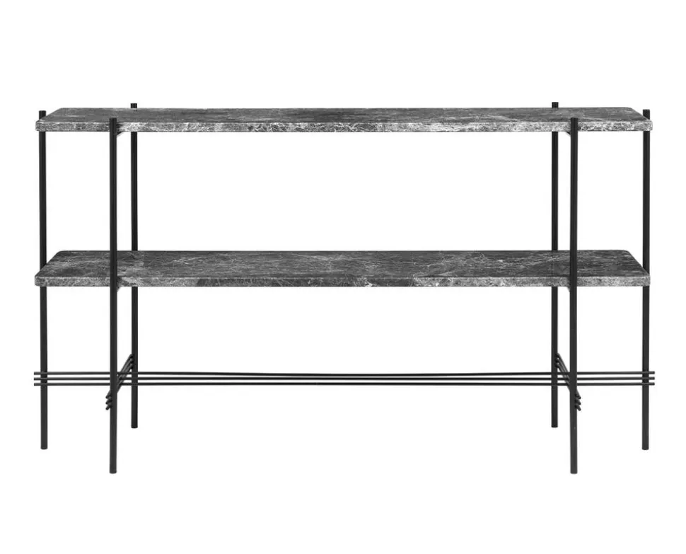 TS Console 2 hyllor | Svart/Grå Marmor