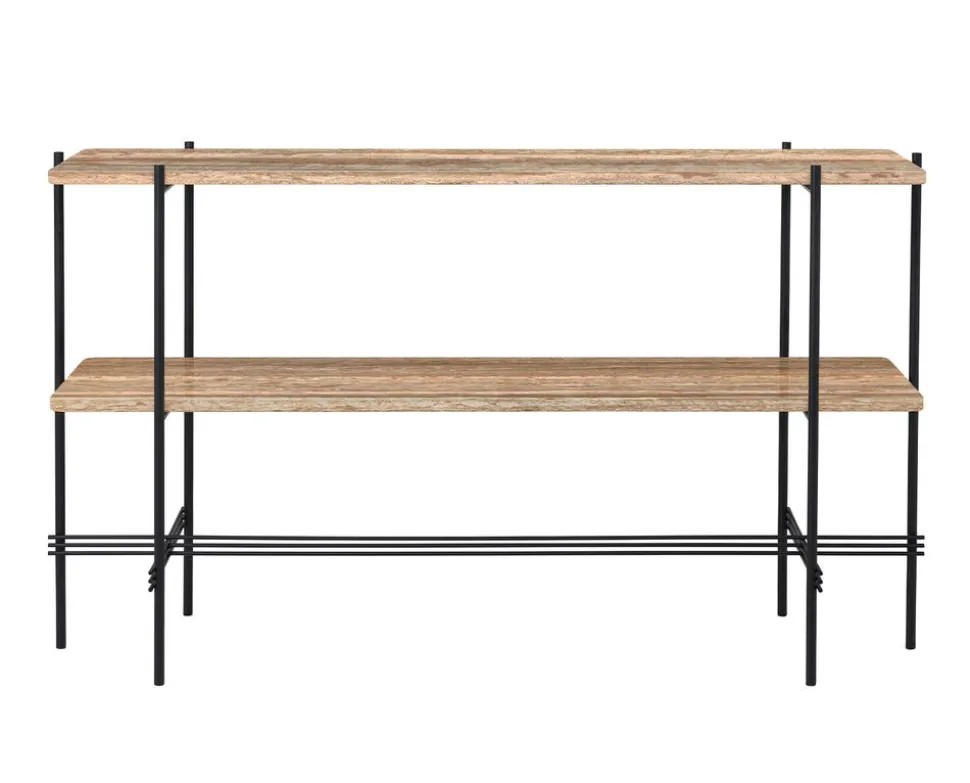 TS Console 2 hyllor | Svart/Warm Taupe Travertin