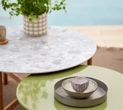 Twist Soffbord Ø90 | Lava Grey/ Travertine Look