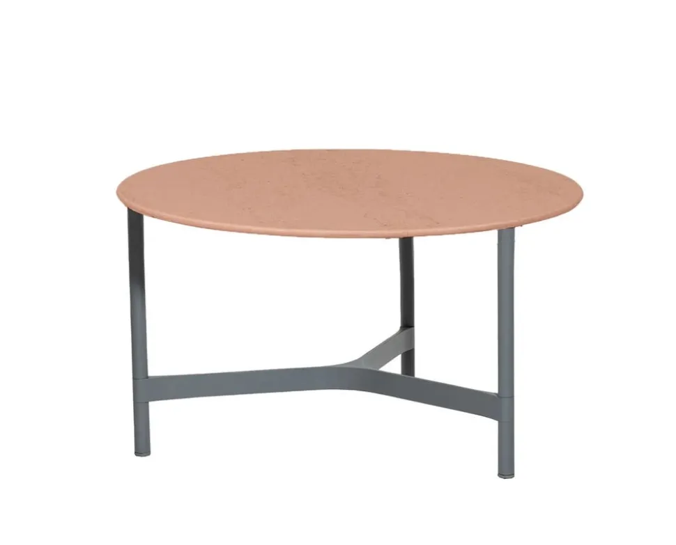 Twist Soffbord Ø70 | Light Grey/ Terracotta