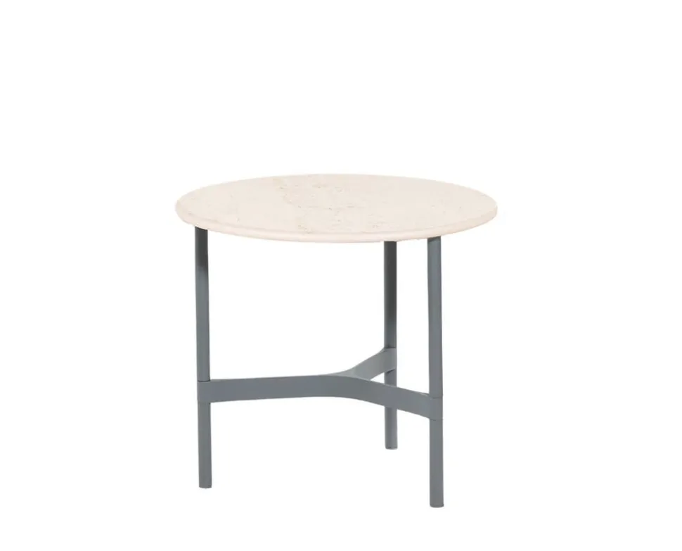 Twist Soffbord Ø45 | Light Grey/ Travertine Look