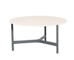 Twist Soffbord Ø90 | Light Grey/ Travertine Look