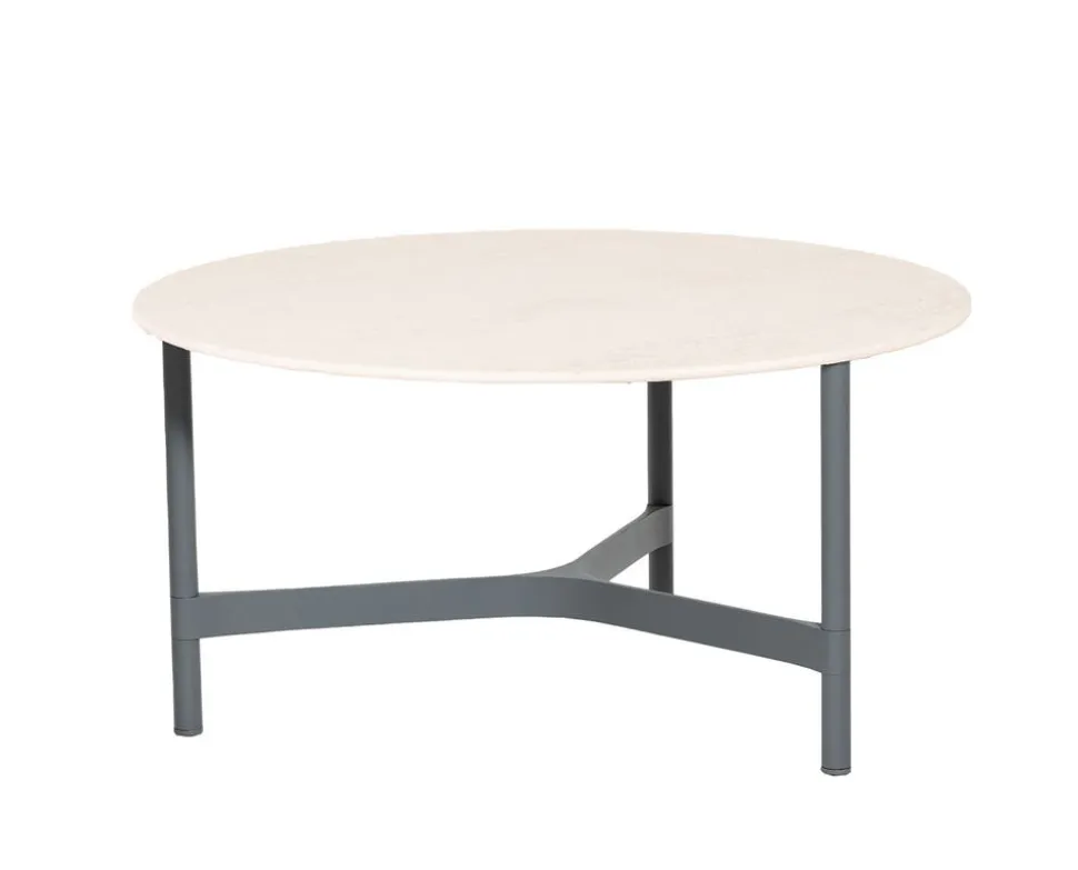 Twist Soffbord Ø90 | Light Grey/ Travertine Look