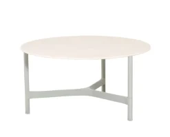 Twist Soffbord Ø90 | White/ Travertine Look