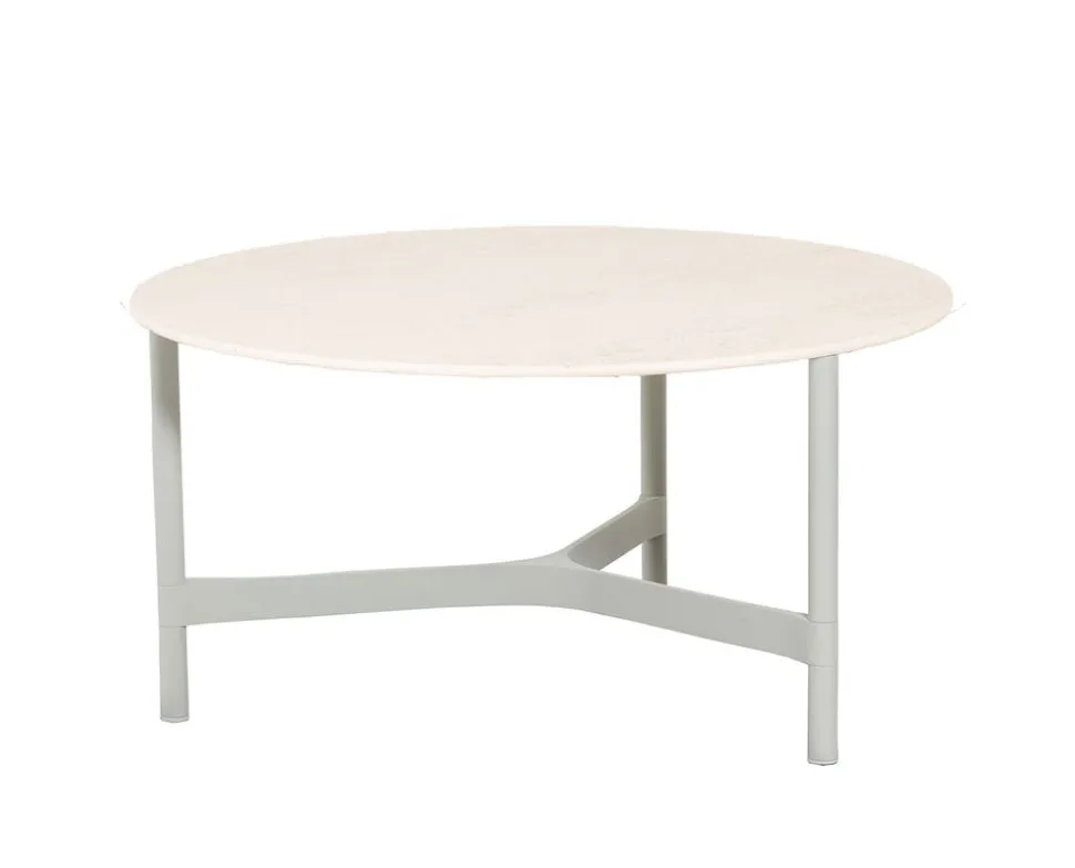 Twist Soffbord Ø90 | White/ Travertine Look