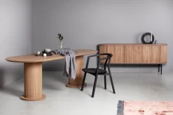 Velvet Matbord | Runda räfflade träben