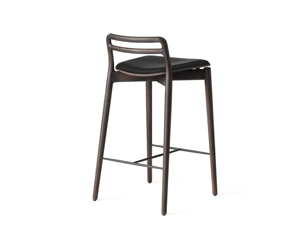 Vipp 484 Cabin Counter Stol | Mörk ek, svart läder