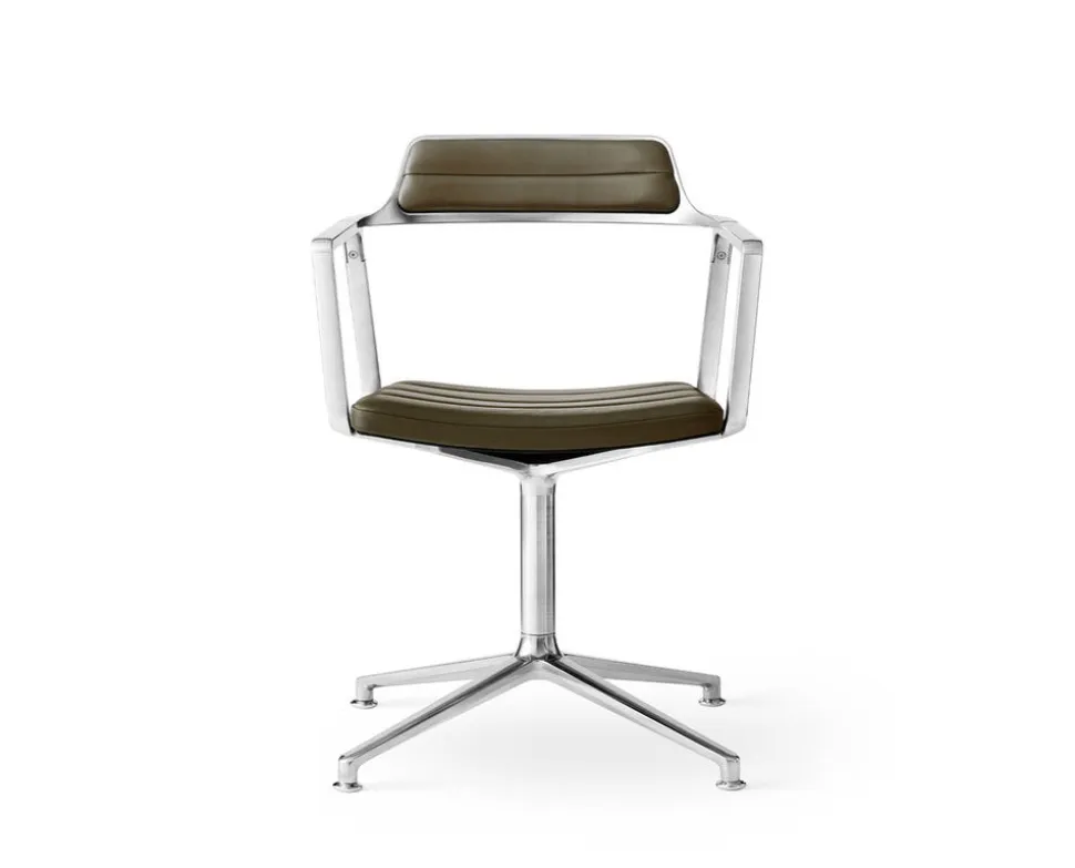 Vipp 452 Swivel Chair | Fötter | Polerat Aluminium, Grönt Läder