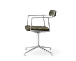 Vipp 452 Swivel Chair | Fötter | Polerat Aluminium, Grönt Läder