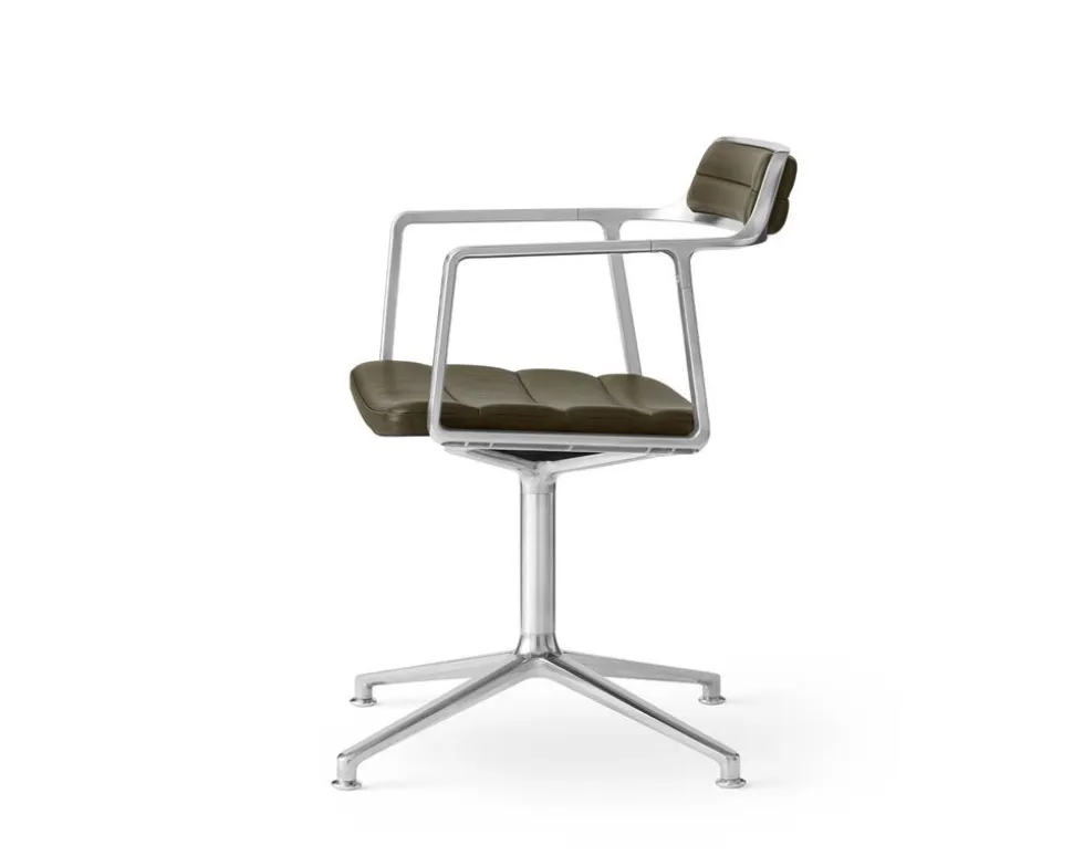 Vipp 452 Swivel Chair | Fötter | Polerat Aluminium, Grönt Läder