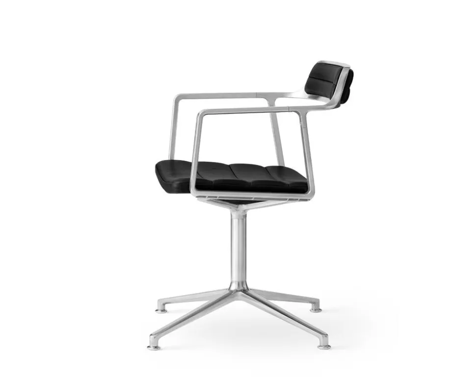 Vipp 452 Swivel Chair | Fötter | Polerat Aluminium, Svart Läder