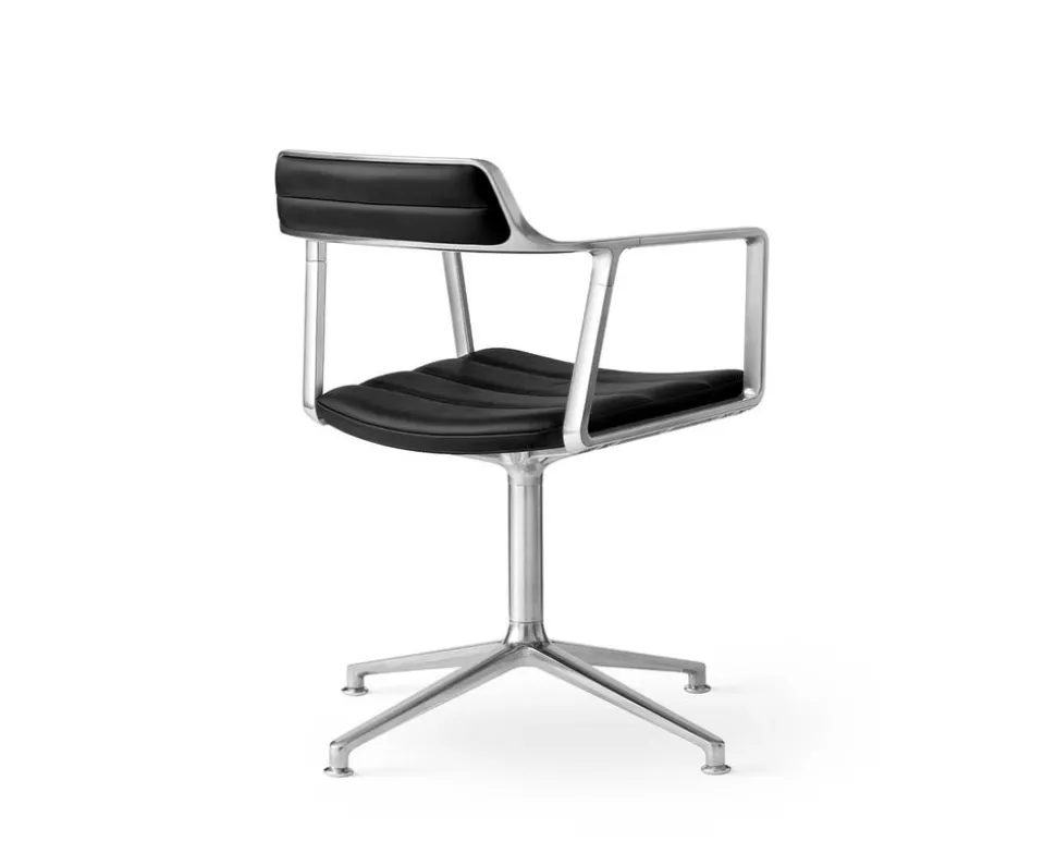 Vipp 452 Swivel Chair | Fötter | Polerat Aluminium, Svart Läder
