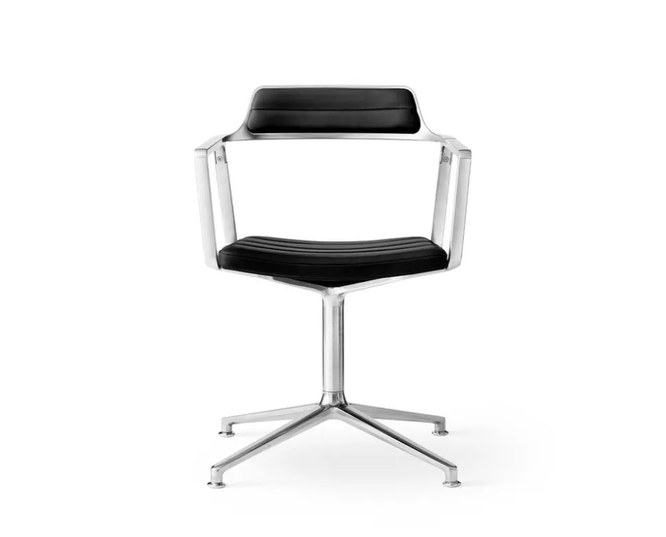 Vipp 452 Swivel Chair | Fötter | Polerat Aluminium, Svart Läder