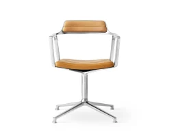 Vipp 452 Swivel Chair | Fötter | Polerat Aluminum, Sandfärgat Läder