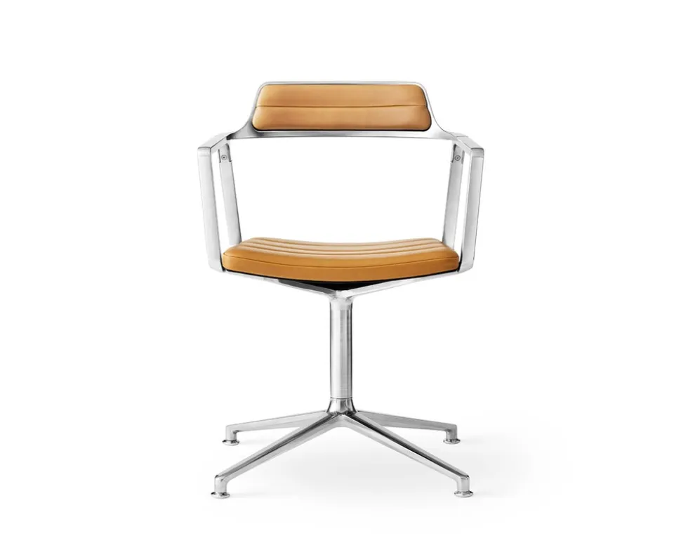 Vipp 452 Swivel Chair | Fötter | Polerat Aluminum, Sandfärgat Läder
