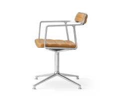 Vipp 452 Swivel Chair | Fötter | Polerat Aluminum, Sandfärgat Läder