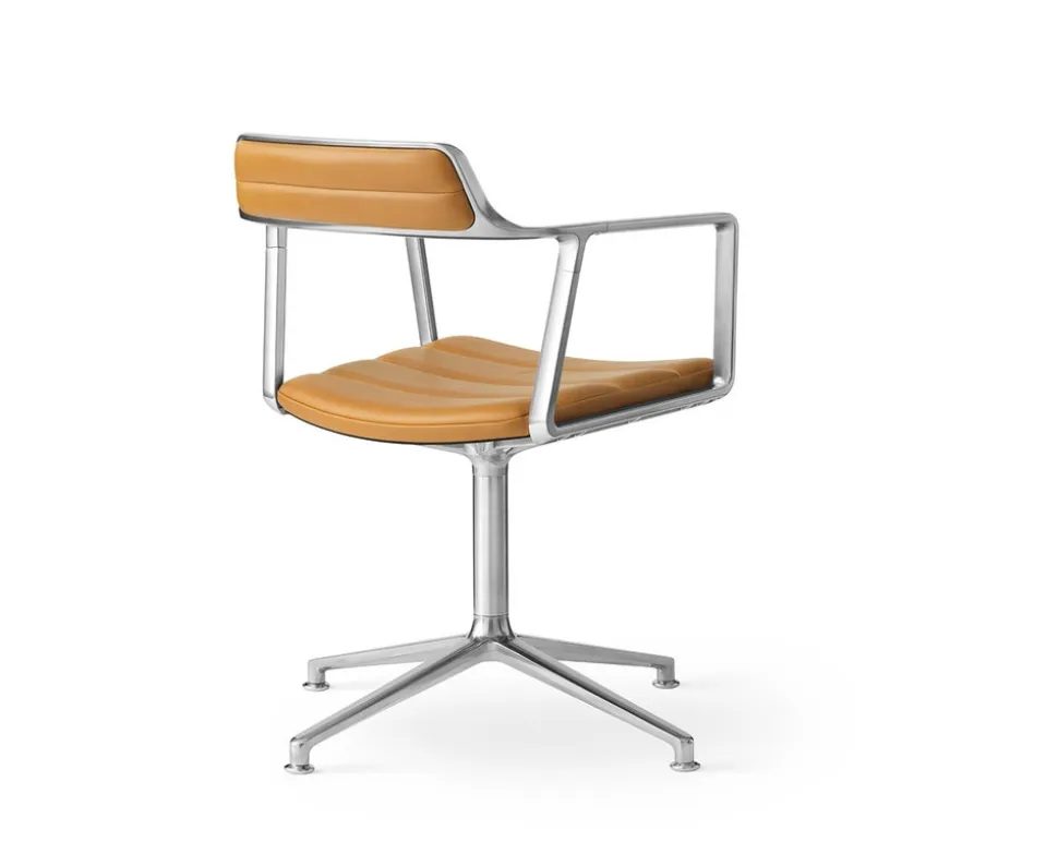 Vipp 452 Swivel Chair | Fötter | Polerat Aluminum, Sandfärgat Läder