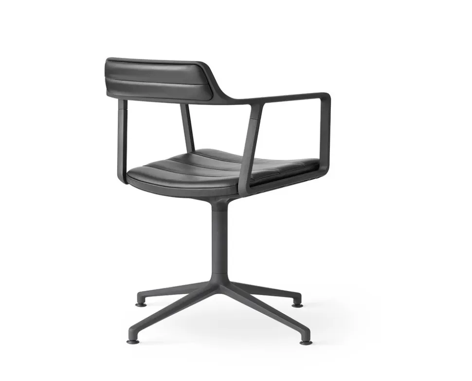 Vipp 452 Swivel Chair | Fötter | Pulverlackat Aluminium, Svart Läder