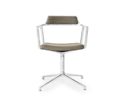 Vipp 452 Swivel Chair | Hjul | Polerat Aluminium, Dark Sand Tyg