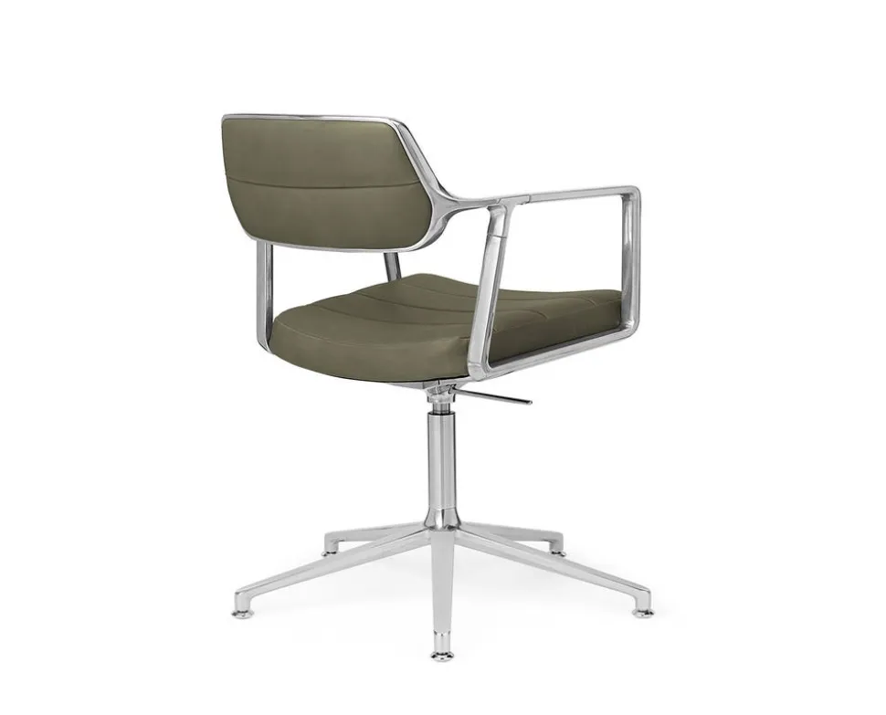 Vipp 453+ Swivel Stol | Fötter | Bosco Grönt Läder, Aluminium