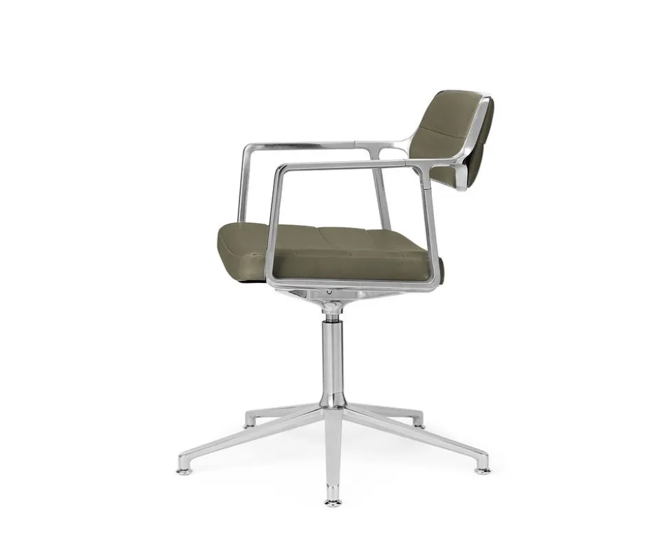 Vipp 453+ Swivel Stol | Fötter | Bosco Grönt Läder, Aluminium