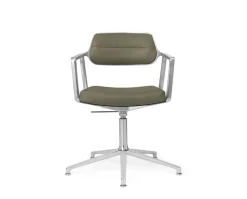 Vipp 453+ Swivel Stol | Fötter | Bosco Grönt Läder, Aluminium