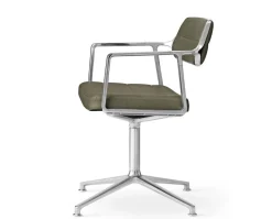 Vipp 453 Swivel Stol | Fötter | Bosco Grönt Läder, Polerat Aluminium