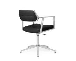 Vipp 453+ Swivel Stol | Fötter | Svart Läder, Polerat Aluminium