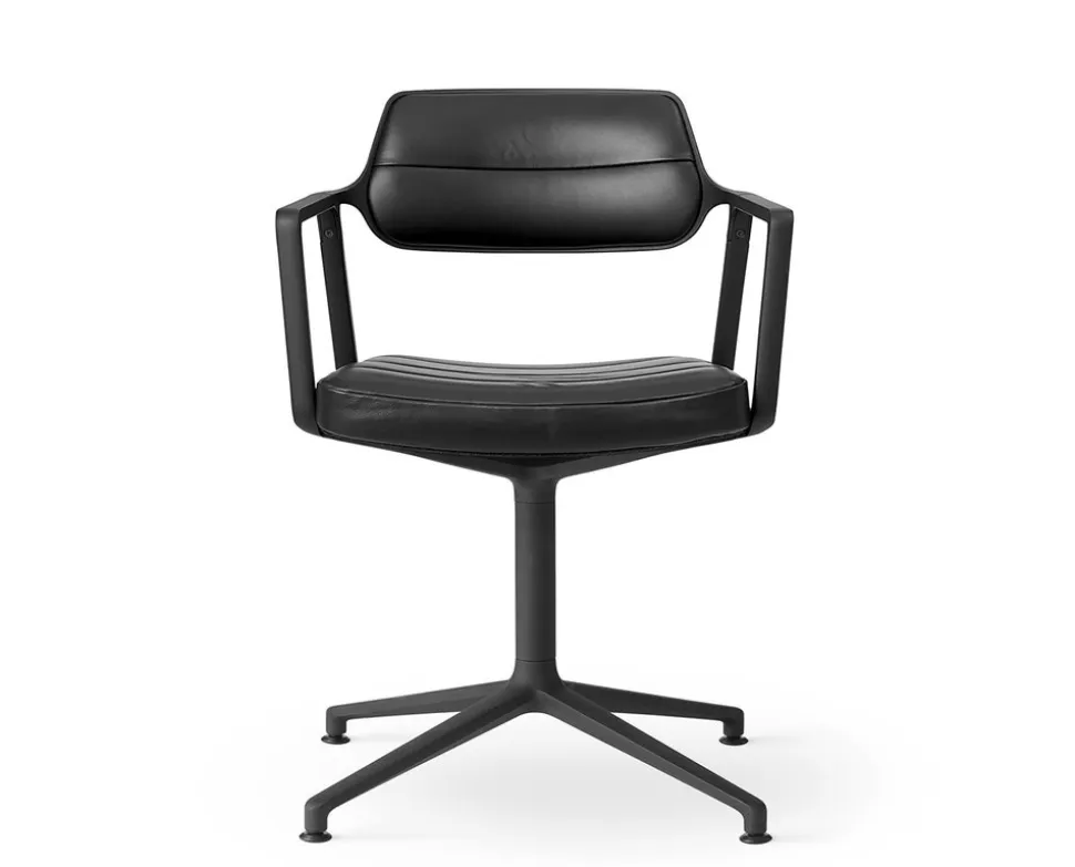 Vipp 453 Swivel Stol | Fötter | Svart Läder, Svart Ram
