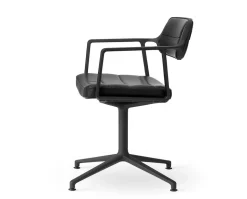 Vipp 453 Swivel Stol | Fötter | Svart Läder, Svart Ram
