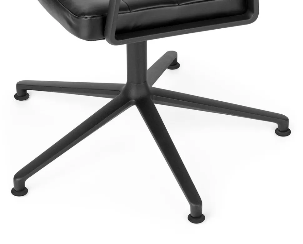 Vipp 453+ Swivel Stol | Fötter | Svart Läder, Svart Ram