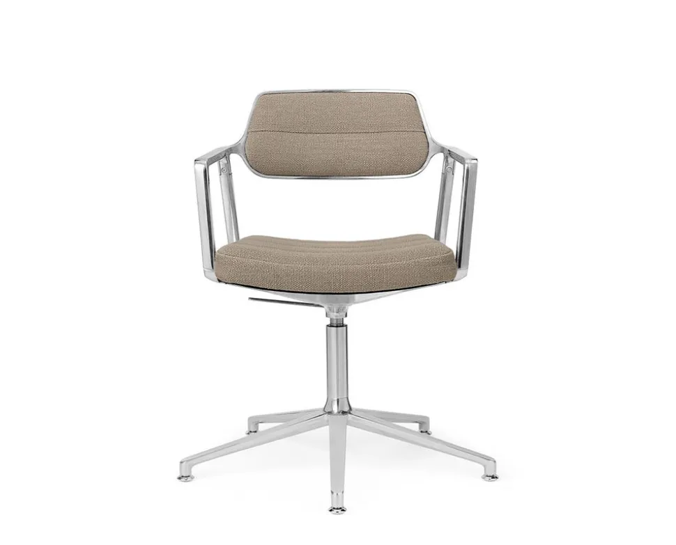 Vipp 453+ Swivel Stol | Fötter | Textil Mörk Sand, Polerat Aluminium