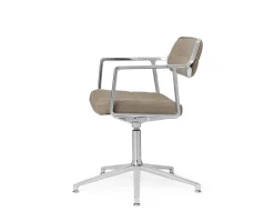 Vipp 453+ Swivel Stol | Fötter | Textil Mörk Sand, Polerat Aluminium