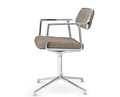 Vipp 453 Swivel Stol | Fötter | Textil Mörk Sand, Polerat Aluminium