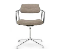 Vipp 453 Swivel Stol | Fötter | Textil Mörk Sand, Polerat Aluminium