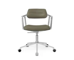 Vipp 453+ Swivel Stol | Hjul | Bosco Grönt Läder, Aluminium