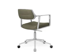 Vipp 453+ Swivel Stol | Hjul | Bosco Grönt Läder, Aluminium