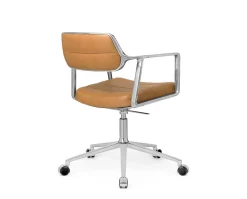 Vipp 453+ Swivel Stol | Hjul | Camel Läder, Polerat Aluminium